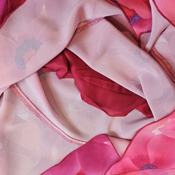 Vintage Mirrors Y2K Slip Dress S Pink Floral Sharkbite Hem So-Cal Island Girl - Picture 11 of 11